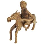 EARLY 20TH CNETURY BRONZE AFRICAN ART DOGON WARRIOR ON HORSE