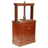 19TH CENTURY ANTIQUE PINE BOOK PRESS ON CABINET