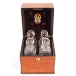 19TH CENTURY ANTIQUE MAHOGANY QUADRUPLE DECANTER BOX