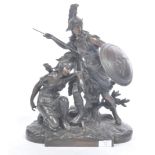 SPELTER BRONZE FIGURINE GROUP OF CLASSICAL FEMALE WARRIORS