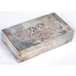 19TH CENTURY GERMAN SILVER 930 HORSE RACING CIGARETTE BOX