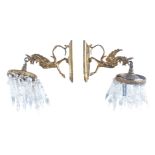 EDWARDIAN GILT BRONZE GRIFFIN BRACKETS AND LUSTRE