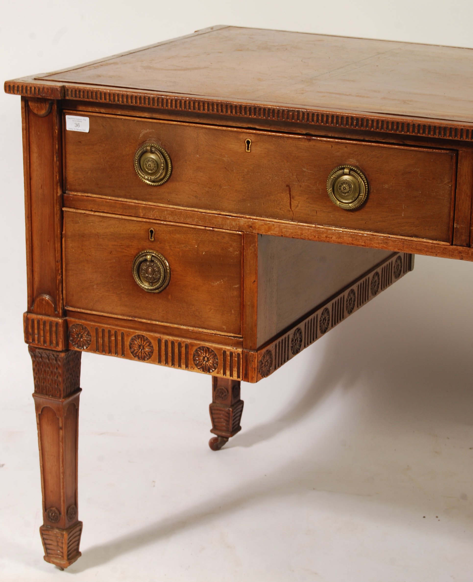 CHIPPENDALE REVIVAL LEATHER AND MAHOGANY DESK - Image 2 of 7