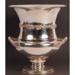 LARGE STERLING SILVER CHAMPAGNE BUCKET WITH LEAF AND VINE DECORATION