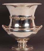 LARGE STERLING SILVER CHAMPAGNE BUCKET WITH LEAF AND VINE DECORATION