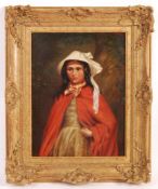 19TH CENTURY OIL ON BOARD PORTRAIT OF A YOUNG LADY