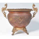 19TH CENTURY ANTIQUE CHINESE RED WARE GILT ORMOLU JARDINIERE