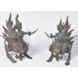 20TH CENTURY BRONZED HINDU MYTHOLOGY KINNARIS & KINNARAS DEITIES