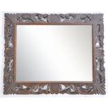 19TH CENTURY FLORENTINE REVIVAL CARVED OAK WALL MIRROR