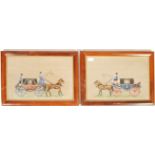 PAI ROF 19TH CENTURY HORSE DRAWN CARRIAGE EMBROIDERY PICTURES