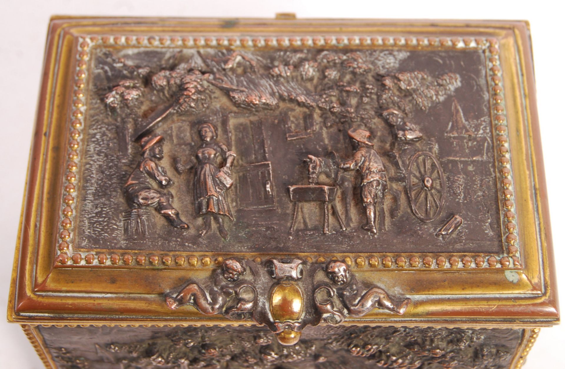 FINE 19TH CENTURY FRENCH BRASS & SILVER PLATE CASKET - Bild 7 aus 7