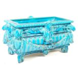 19TH CENTURY TURQUOISE MAJOLICA PLANTER JARDINIERE