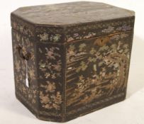 18TH CENTURY CHINESE BLACK LACQUER BOX WITH MOTHER OF PEARL DECORATION