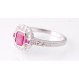 An Art Deco 18ct White Gold Ruby and Diamond Ring