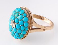19th Century Victorian Turquoise & Diamond Bombe Ring