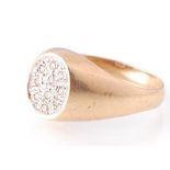 9CT GOLD LONDON HALLMARKED PAVE SET DIAMOND RUB OVER RING