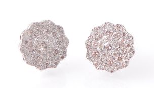 A pair of 18ct White Gold and Diamond Cluster Earrings