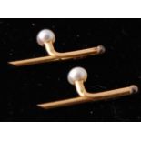 A Pair of Cartier 18ct Gold & Pearl Shirt Studs