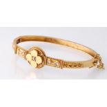 A 19th Century Victorian Gold Diamond & Pearl Bangle Bracelet