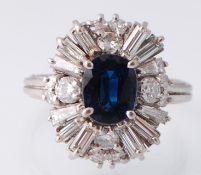 A hallmarked Art Deco 18ct Gold Sapphire & Diamond Ring