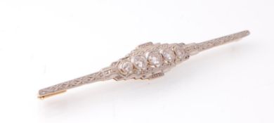 An Art Deco Gold & Diamond Bar Brooch Pin