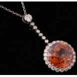 An Early 20th Century Zircon & Diamond Pendant Necklace.