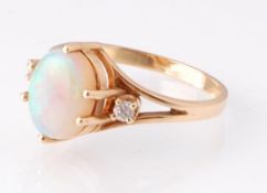 A 14ct Gold Opal & Diamond Ring