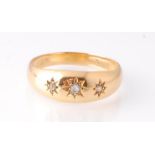 18CT HALLMARKED CHESTER GOLD AND DIAMOND STAR SET RING