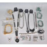 A collection of silver and fashion jewellery to include a selection of hematite jewellery, yellow