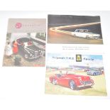 A group of three vintage retro 1960's sports car brochures to include a Triumph T.R.3., an MG