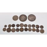 A great collection of silver and half silver coinage dating from the 18th Century to include two