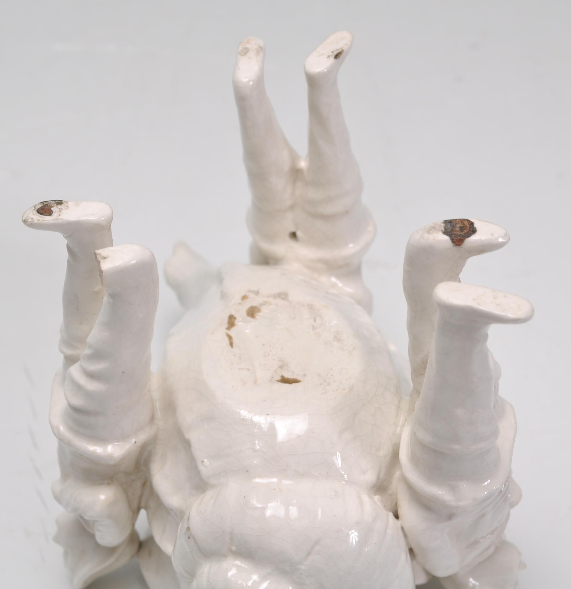A 19th Century Continental pearlware ceramic table salt in the form of a conch shell supported by - Image 7 of 7