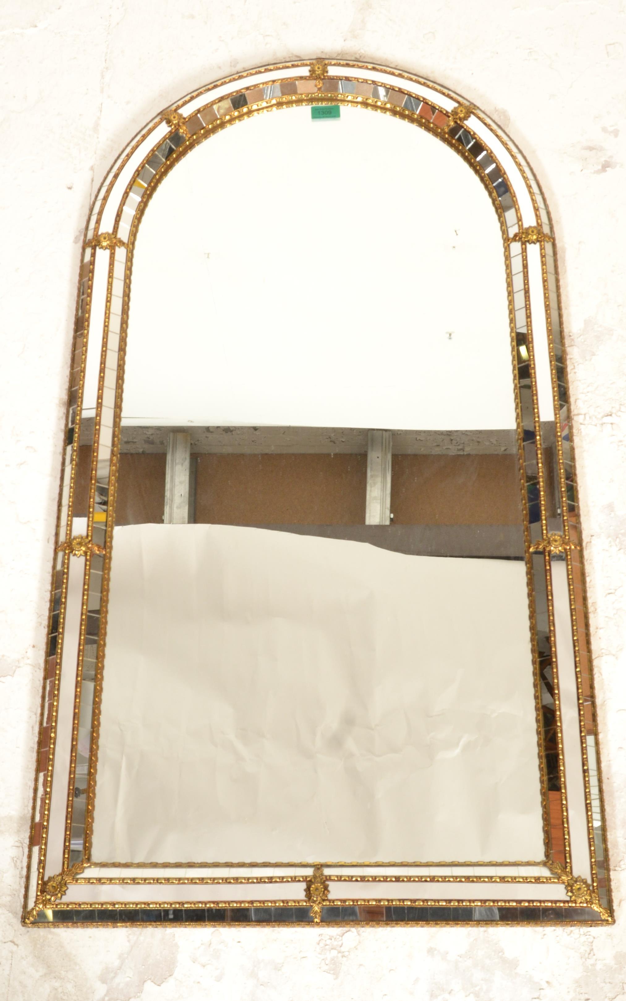 A 20th century Venetian gilt mirror of arched form with cushion border adorned qwith multiple mirror - Image 5 of 7