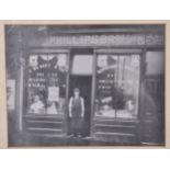 Antique Shop Front photograph - Vintage framed & glazed 34x29cm showing Phillips Bros, Dairy selling