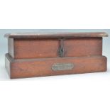 An unusual early 20th century oak box of rectangular form with metal plaque in French for medical