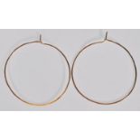 A pair 9ct yellow gold textured hoop earrings. Stamped 375. Weight 2.9g. Measure 6.3cm diameter.