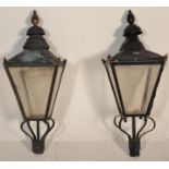 A pair of large Victorian 19th century street lamps by DW Windsor of Ware, Herts  being marked No