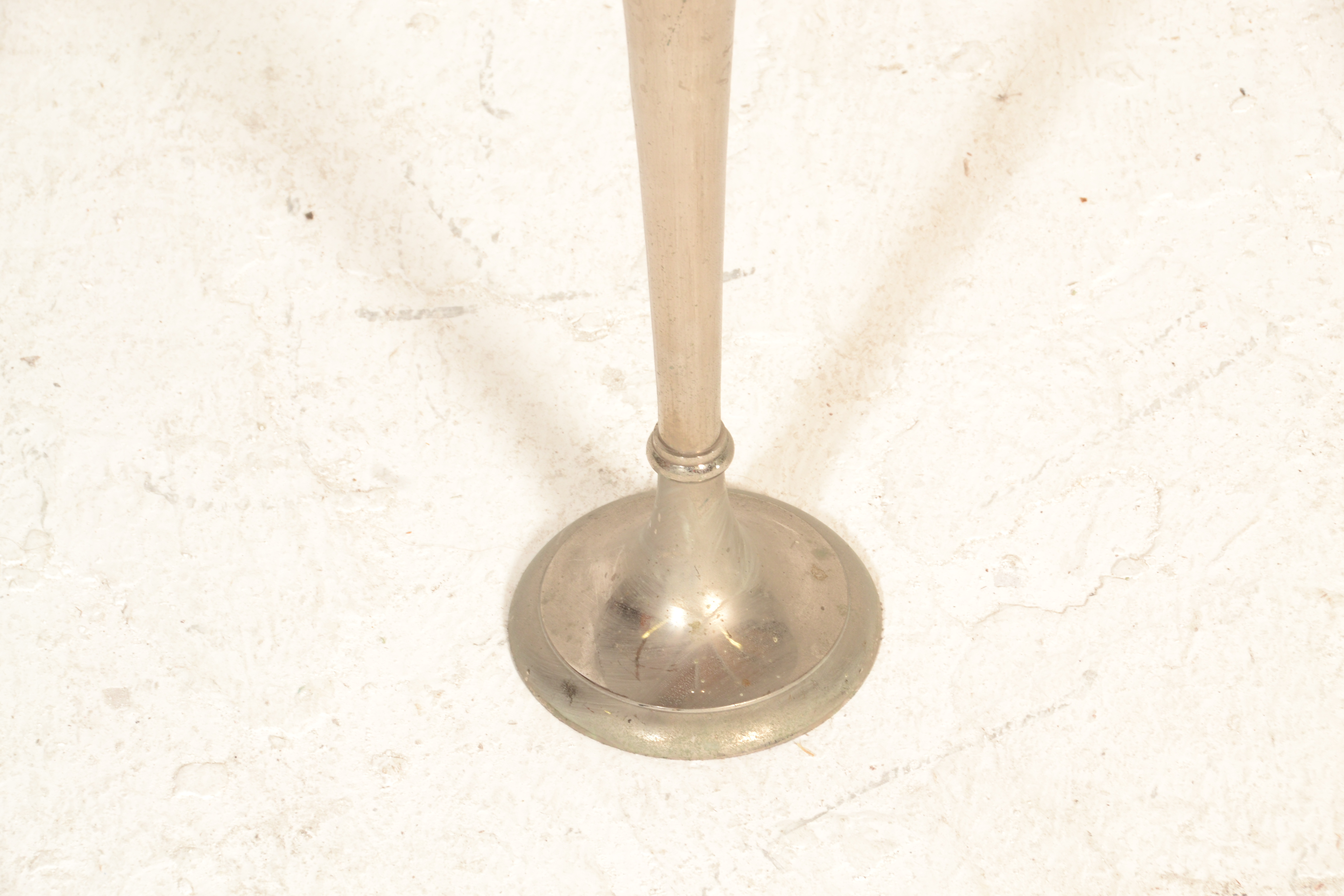 A pair of 20th Century silver tone candlesticks having rounded tapering stems with circular bases - Image 3 of 4