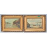 A pair of 19th century oil on canvas maritime English School paintings, each depicting coastal