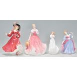 A group of four Royal Doulton lady figurines to include Patricia HN3365, Rosie HN4094 and Sentiments