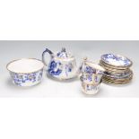 A collection of Victorian 19th century flow blue china to include dinner plates, teapot, cups, sugar