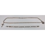 A stamped 925 silver necklace chain having a St Christopher pendant and crucifix, together with a