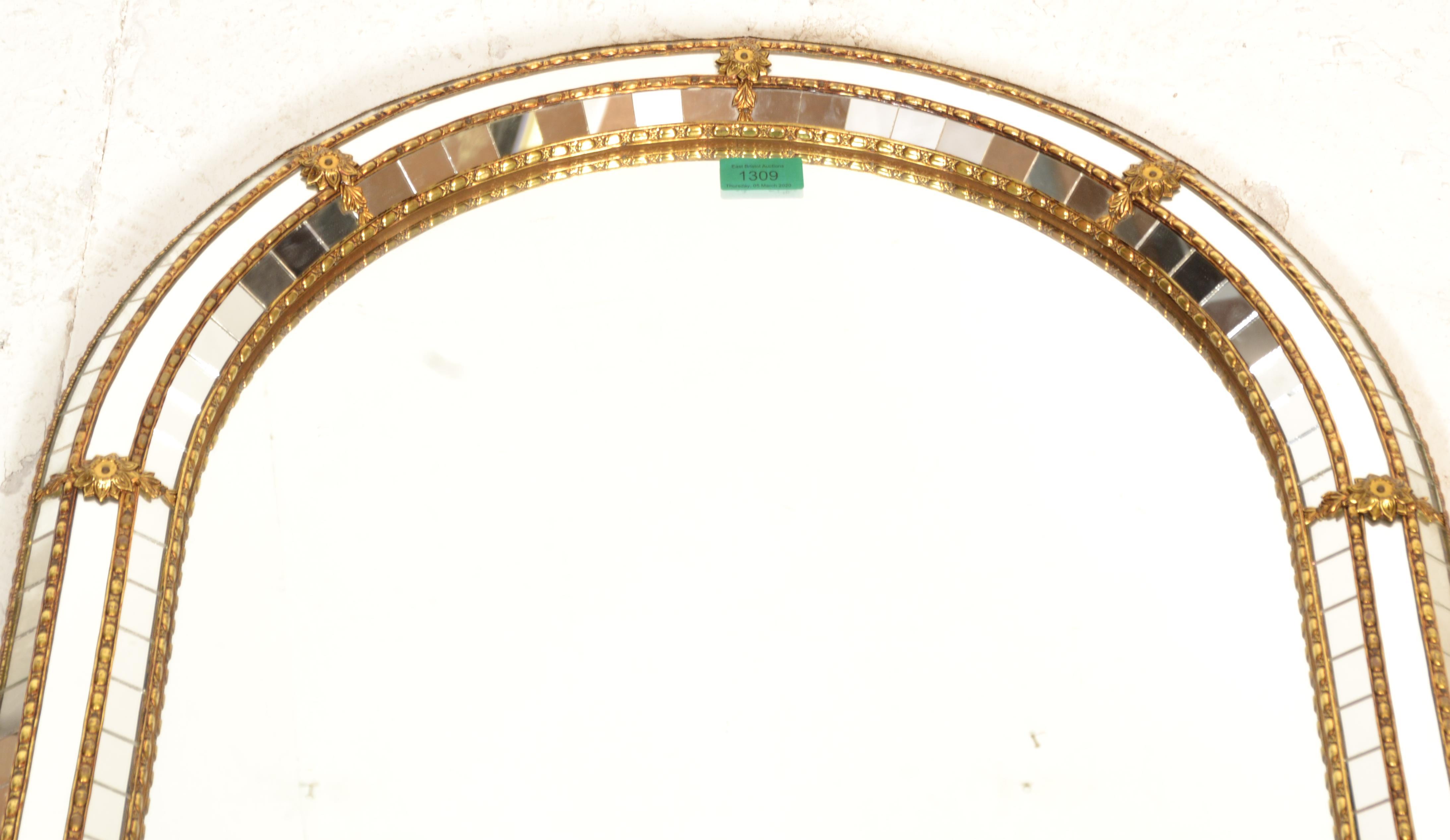 A 20th century Venetian gilt mirror of arched form with cushion border adorned qwith multiple mirror - Image 2 of 7