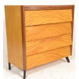 A retro mid-century ‘ beehive ‘ pedestal chest of drawers, having a bank of four straight drawers