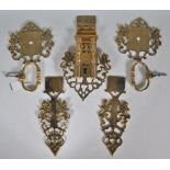 A selection of 20th Century brass hinges and fittings to include a pair of swing handles with