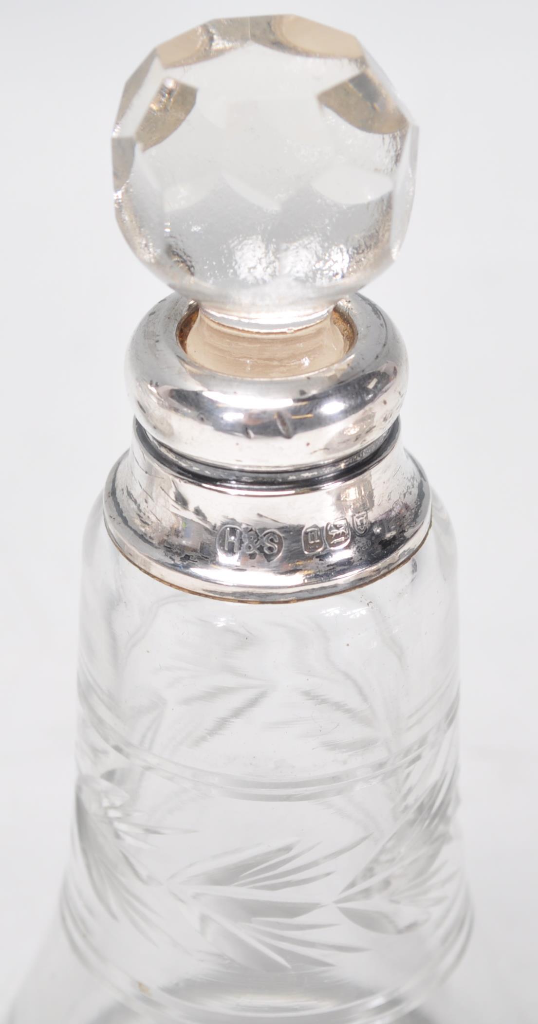 A group of three cut glass and silver items to include a jam pot having a silver hallmarked lid with - Image 5 of 5