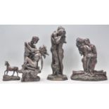 A collection of cold painted bronze resin cast figures and sculptures to include entwined lovers
