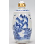 A 19th Century Chinese blue and white scent bottle having hand painted islands decoration