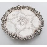A silver Georgian 18th century ( George III ) hallmarked tray salver. The top with monogram coat