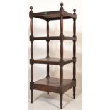 A 19th Century Victorian rosewood whatnot / Étagère display stand having four square shelves